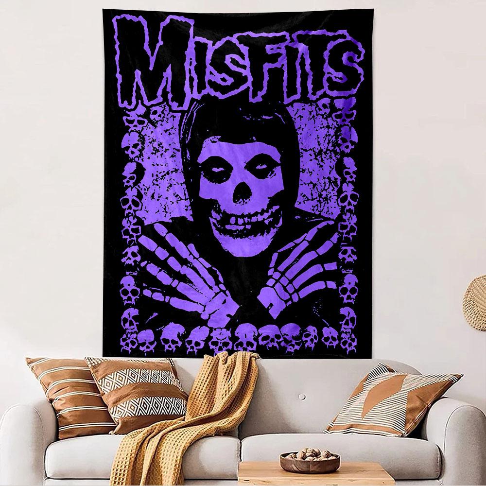 Misfits Tapestry Wall Hanging, Horror Punk Logo, Wall Decor for Bedroom Living Room Dorm