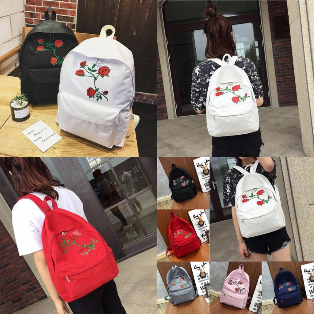 Women Ladies Canvas Shoulder School Bag With Spacious Compartments And Stylish Design