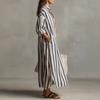 European and American Independent Site Cross-border New Fashion Summer Hot-selling Striped Long Women's Cardigan, Fashionable Dress with Loose Fit