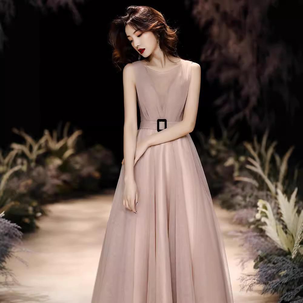 Banquet Evening Dress Skirt Hostess Champagne Temperament Light Luxury Niche Style Birthday Feeling Performance