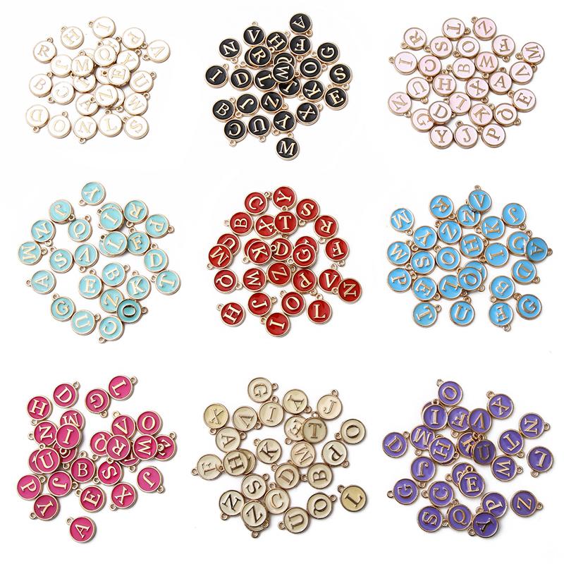26Pcs A-Z English Letters Alloy Enamel Pendants Number Alphabet Charms For DIY Bracelet Necklace Jewelry Making Accessories