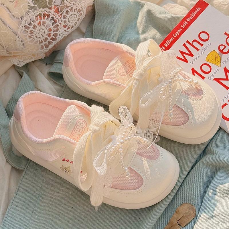 Versatile Niche Bread Shoes Platform Sports Board Shoes Women's Small White Shoes Women's Summer New Breathable Mesh Shoes