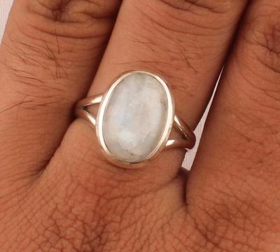 Solid 925 Sterling Silver Moonstone Gemstone Handmade Designer Birthstone Handmade Designer Boho Ring Statement Jewelry