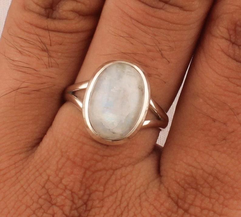 Solid 925 Sterling Silver Moonstone Gemstone Handmade Designer Birthstone Handmade Designer Boho Ring Statement Jewelry