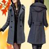 Giacca invernale da donna calda a maniche lunghe slim fit in lana taglie forti con cappuccio