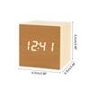 Wood Cube Voice Control Alarm Clock Bedside Table Square Clock Multipurpose for Children Bedroom Dormitory