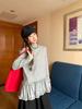 Korean High Neck Polka Dot Lace Patchwork Long Sleeve Top for Women - Autumn Winter Fashion