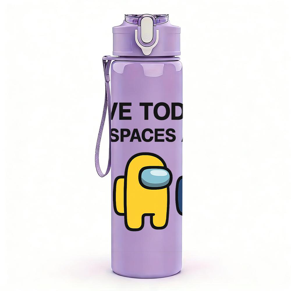1 Pezzo Salva Spazio Personaggio Equipaggio Gioco Astronavigante 750ml Bottiglia d'Acqua Colorata in Plastica Tappo a Flip con Cannuccia Anti-perdita Per Sport Ufficio Uso Domestico