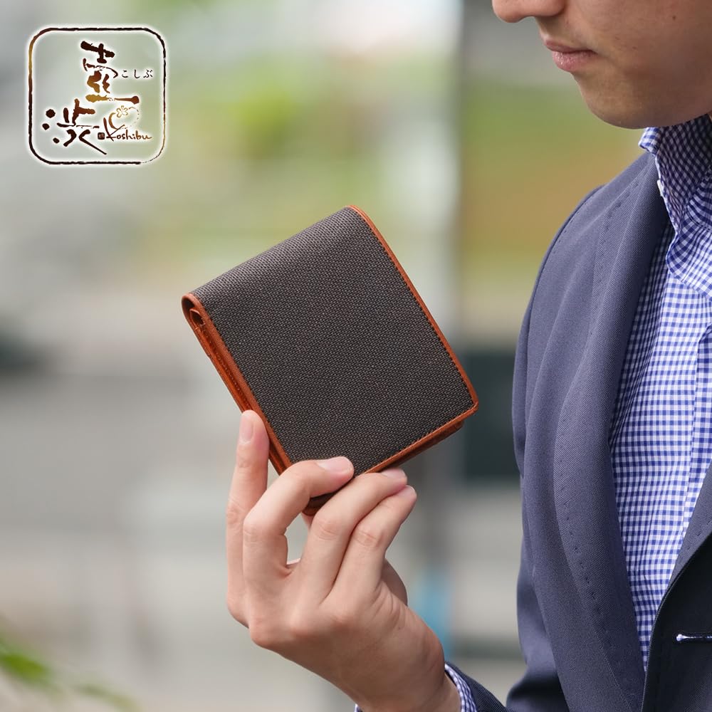 Koshibu Coin Italian Made In Japanese Persimmon Shibu Ten Thousand Tiger Birthday Wallet, Bifold, Purse, Men's, Leather, Japan, Clothes, Dyed, Canvas,