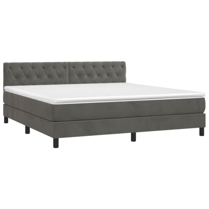 3141492 vidaXL Divan Bed and Mattress Dark Grey 160x200cm Velvet