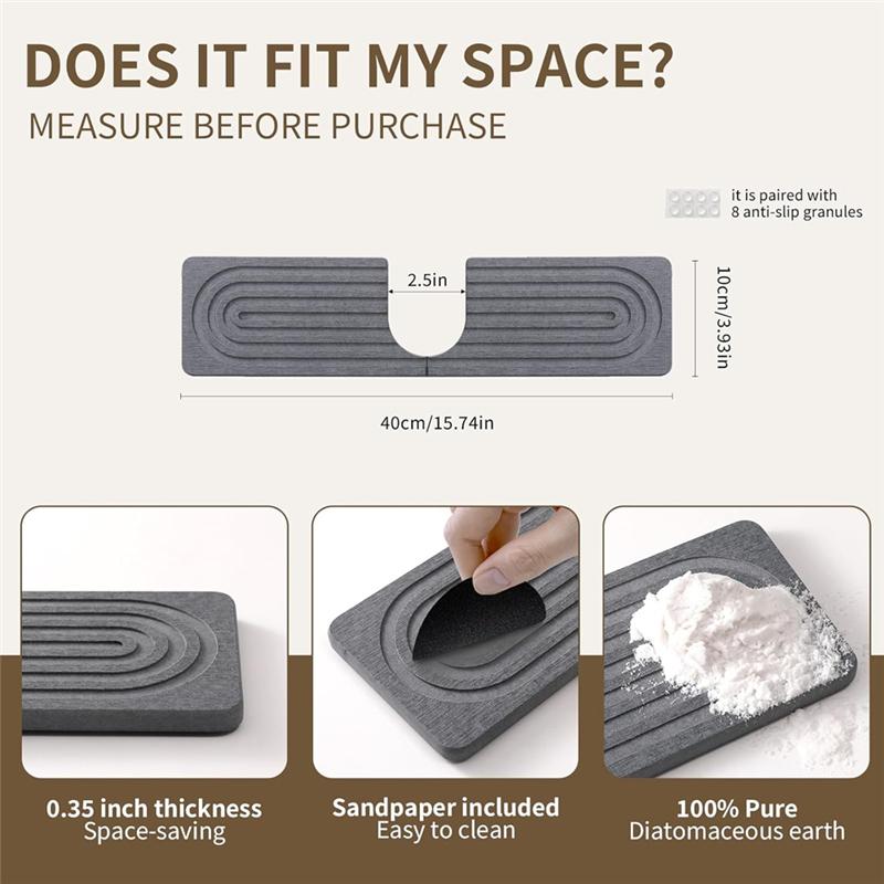 A95I-Water Absorbing Faucet Mat For Kitchen Sink Splash Guard For Bathroom Faucet Drying Sink Protector Quick Dry