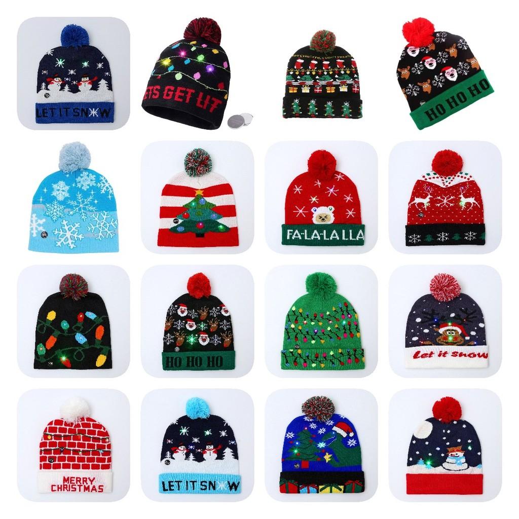 Unique Patterned Christmas Beanie Hat With Bright Led Lights For Winter Cheer