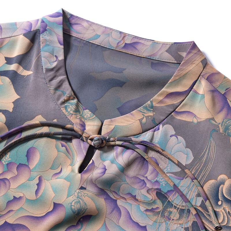 Pasite Women's New Chinese Style Chiffon Two-Piece Set