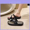 Stylish Summer Open Toe Sandals For Women In Black Khaki And Cream With Comfortable Flat Design