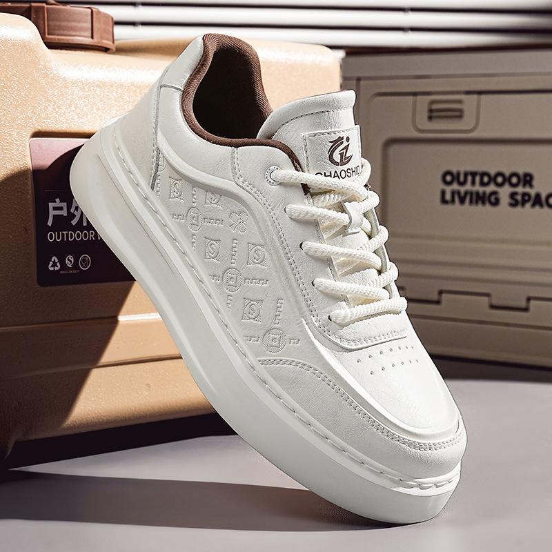 Autumn and winter men's shoes new winter leather surface versatile white shoes platform sports casual board shoes versatile wear-resistant men
