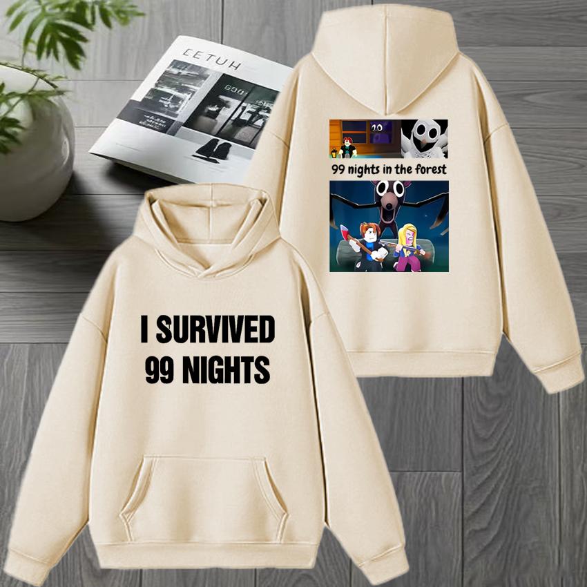 99 Nights in The Forest Fan Merch Graphic Print Black Hoodie, Unisex Harajuku Cartoon Fleece Pullover Sweatshirt for Women