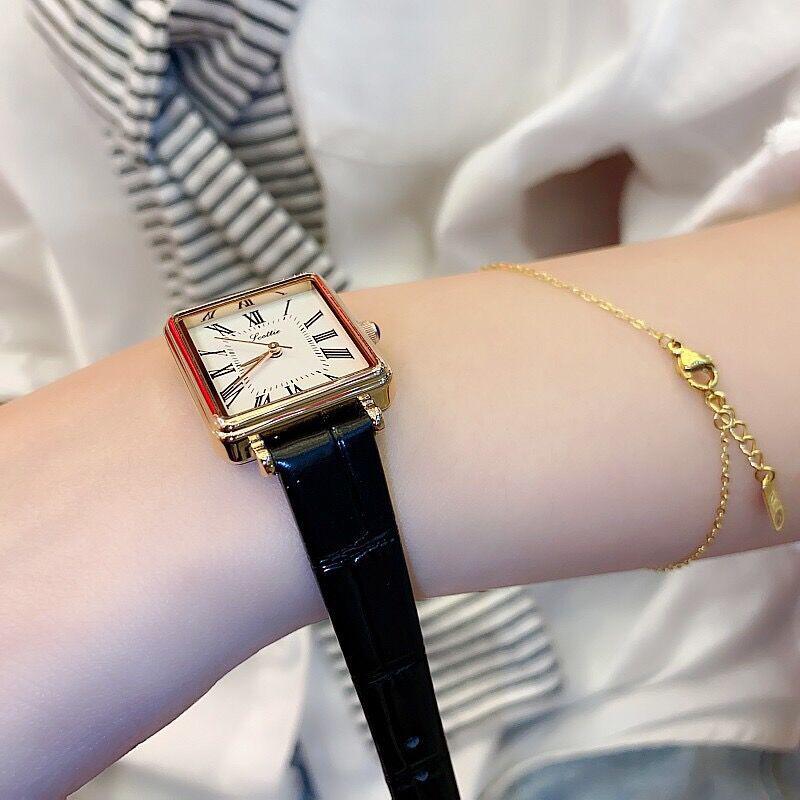 Square Watch Female Roman Retro Light Luxury Fashion Ultra-Thin Simple Belt Exquisite Women'S Watch