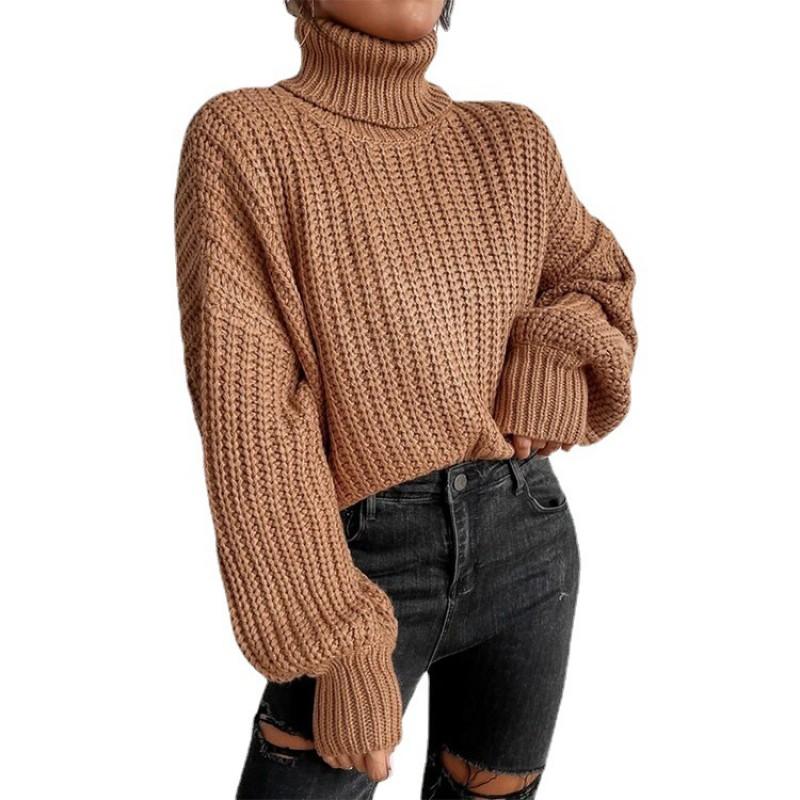 Womens Oversized Drop Shoulder Long Sleeve Turtleneck Knit Sweater Loose Fit Winter Casual Elegant Top