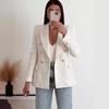 New Women's Double-Breasted Plaid Blazer Jacket for Autumn and Winter
