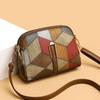 Ethnic Style Colorblock Patchwork Double Zipper Crossbody Bag