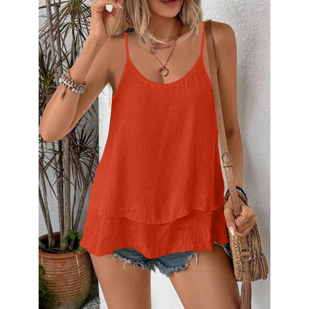 Strapless Sleeveless Double-layer Flowing Suspender Summer Fashion Comfortable Versatile Loose Casual Women Vest