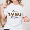 Womens Limited Edition 1985 T Shirt Leopard Print Birthday Gift Top 40th Birthday Shirt for Women Vintage 1980 To 1989 Clothes