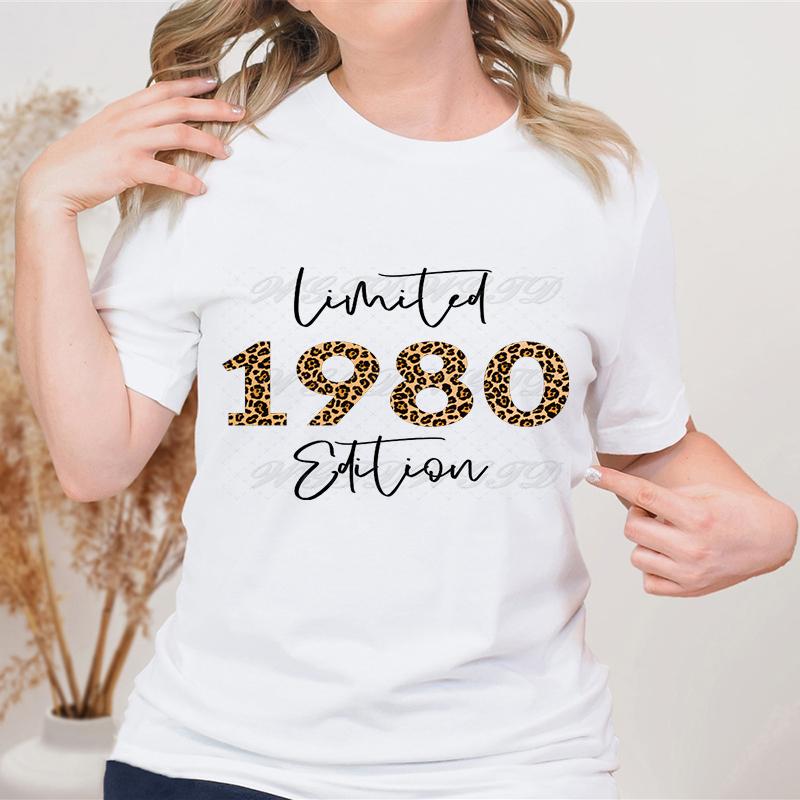 Womens Limited Edition 1985 T Shirt Leopard Print Birthday Gift Top 40th Birthday Shirt for Women Vintage 1980 To 1989 Clothes