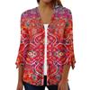 Women's Shirt Blouse Outerwear Print 3/4 Length Sleeve Casual Holiday Basic Button Tops