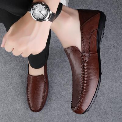 New Men Genuine Leather Loafers High Quality Mens Slip On Walking Shoes All-match Men Casual Footwear Men Wedding Dress Shoes