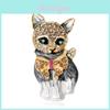 Animal Style Alloy Green Eye Cat Brooch With Dangle Drop For Womens Fashion Accessory