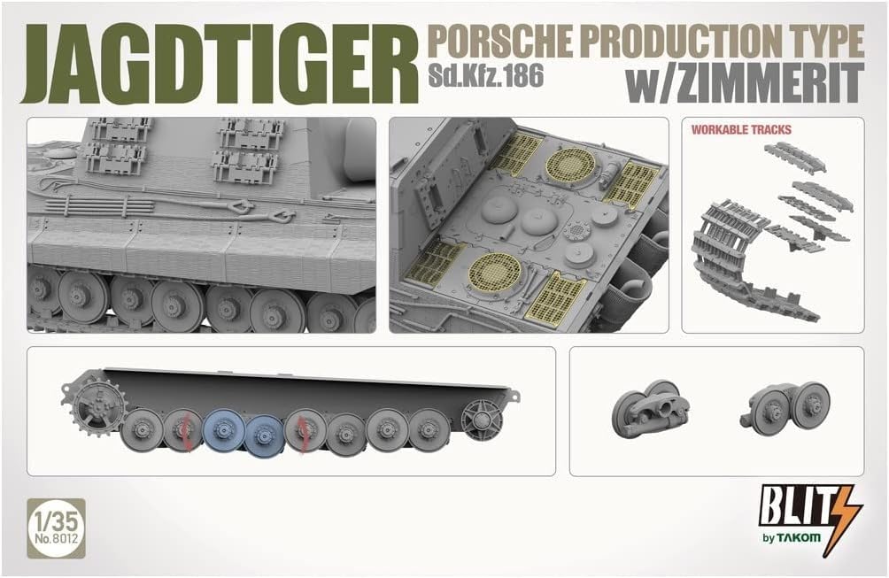 Takom German Jagdtiger Porsche production type Zimmerit coating plastic model TKOB8012 1/35 Sd.Kfz.186