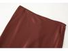 2025 Autumn European Women's Color Block Lace Silk Satin Skirt