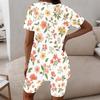 Women Plus Size Floral Printed Round Neck Short Sleeve Longline Top Fitted Shorts Two Piece Set