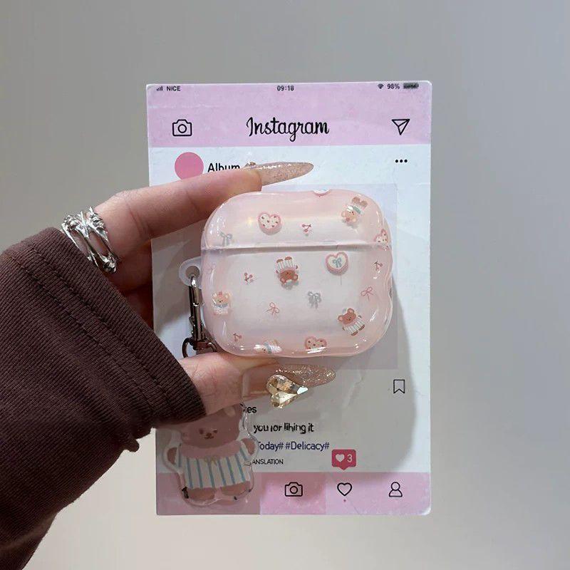 Pink cute bear for AirPods1 Apple earphone case AirPodspro1/1 Bluetooth case 1st generation
