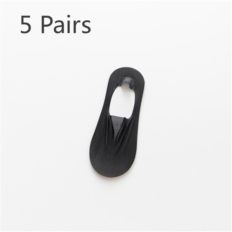 5 Pairs of Women's Summer Solid Color Invisible Thin Ice Silk Shallow Mouth Boat Socks