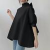 Spring and Summer New Japanese Style Sweet Lantern Short-sleeved Bow Tie Stand Collar Women's Top