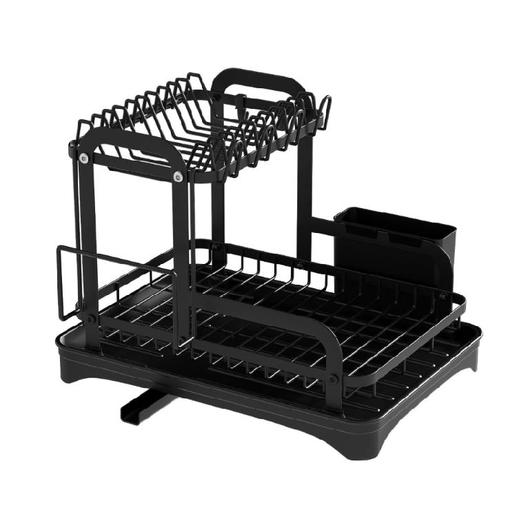 Multiurpose 360° Rotating Kitchen Dish Drying Storage Rack with Double Layer Designs Portable Accessory for Easy Use