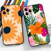 Art Flower For IPhone 15 16 14 Plus 13 12 11 17 Pro Max 17 Air Black Soft Phone Cover