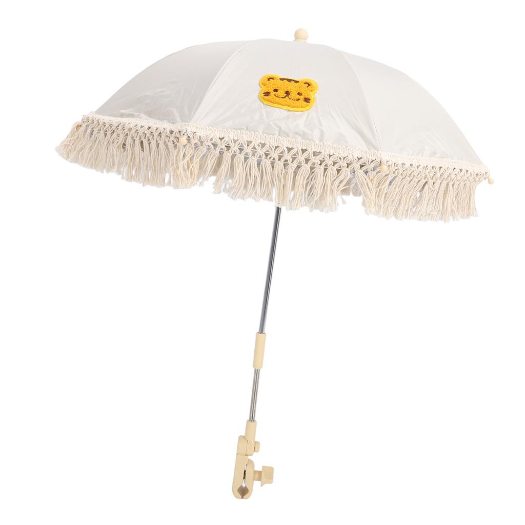 Baby Parasol Flexible Angle Adjustment Bohemian Style Stroller Sun Protection Shade Umbrella with Holder Clip Clamp Tiger