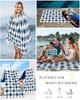 Beach Towel Gray Blue Plaid Bath Pool Towels Geometric Diamond Shapes Soft Absorbent Beach Towel Lightweight Large Quick Dry