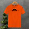 Men's Summer Cotton Fashionable Casual Loose Large Cute Cat Pattern Printed Round Neck Short Sleeve T-shirt Top