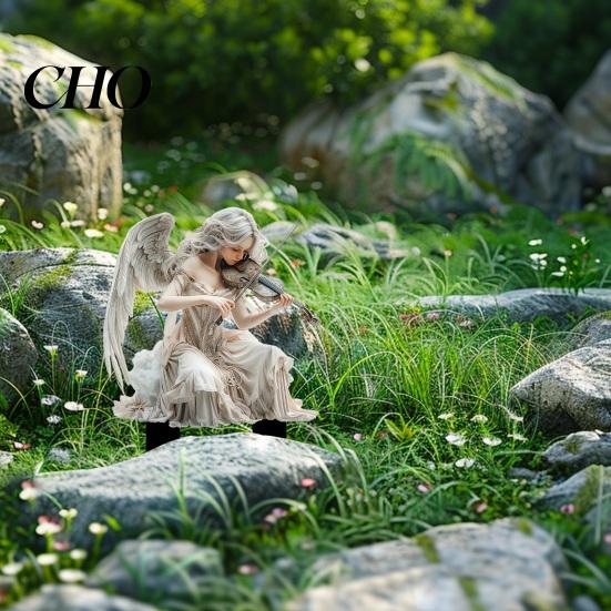 Retro Angel Decoration Garden Stake, Playing The Violin 2D Acrylic Decoration, Waterproof Yard Art Stake for Outdoor Lawn Planter Decor Gift Idea