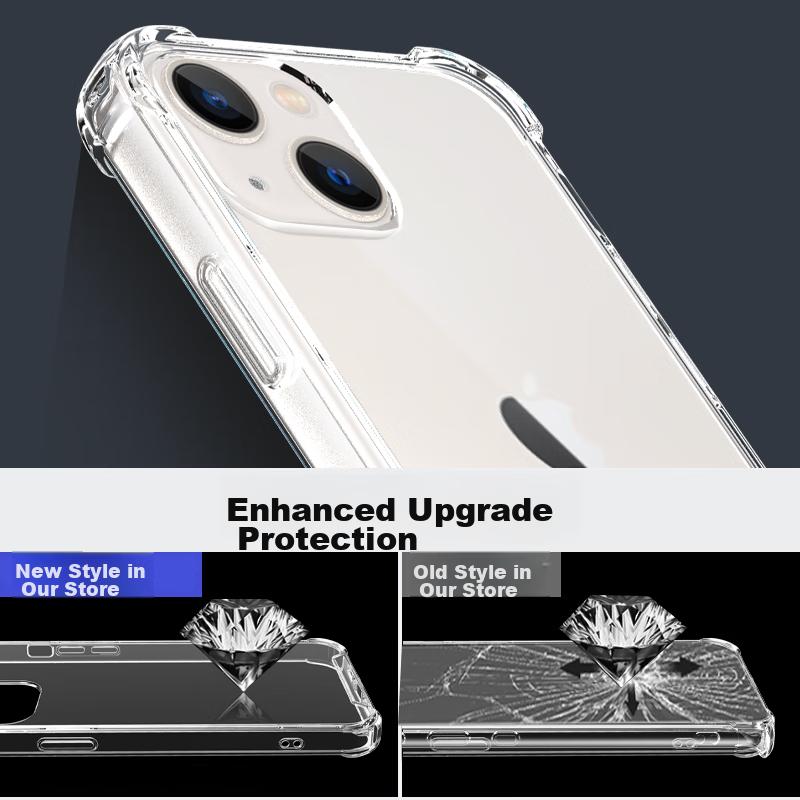 IPhone 13 Mini Case, Transparent Silicone Shockproof Soft, Full Protection, Dual-Layer Air Cushion, Anti-Drop,, German Bayer High Transparency