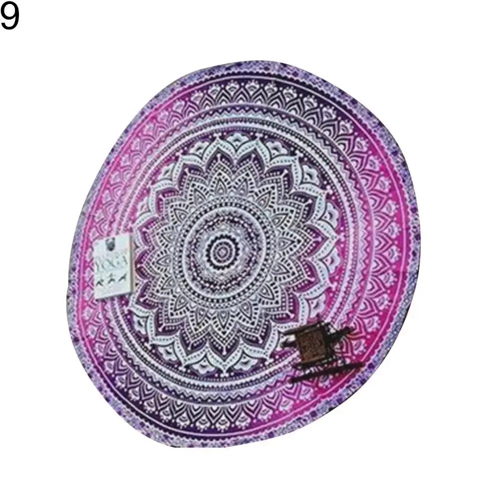 Nagy felnőtt Mandala Strandtörölköző Vintage Kerek Chiffon Napvédő Sál Strandtörölköző Kültéri Jóga Piknik Szőnyeg 100x100cm