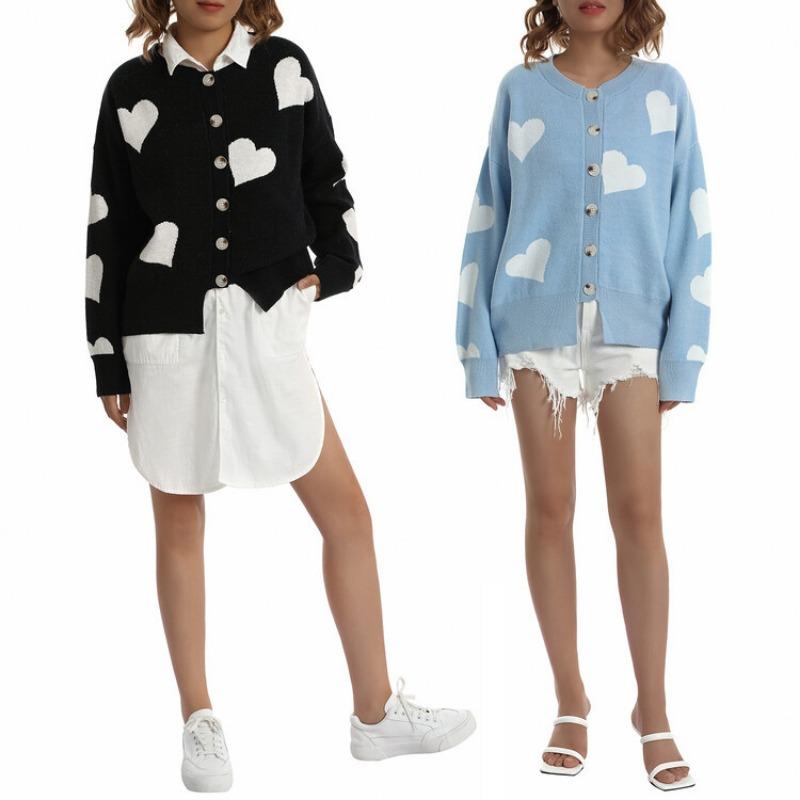 Women Loose Long Sleeve Single Breasted Knit Cardigan Sweater Outerwear