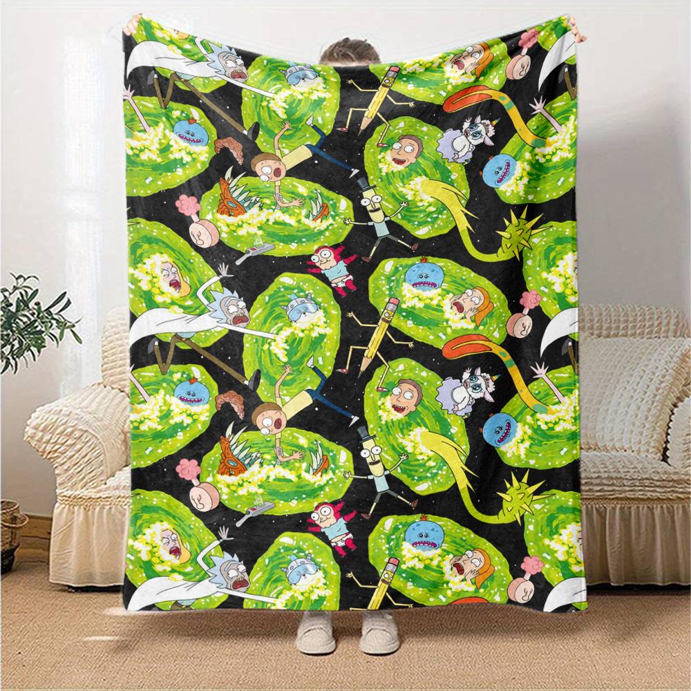 Alien Invasion Flannel Blanket Super Soft Warm Cozy Blanket For Sofa Bed Office Travel Allseason Home Decor Gift