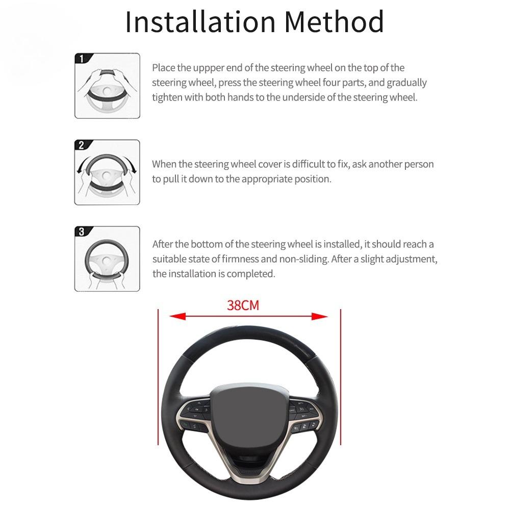 PU Carbon Fiber Leather Car Steering Wheel Cover Protective Cover without Inner Ring for 14.5-15 Inches of Automotive Supplies