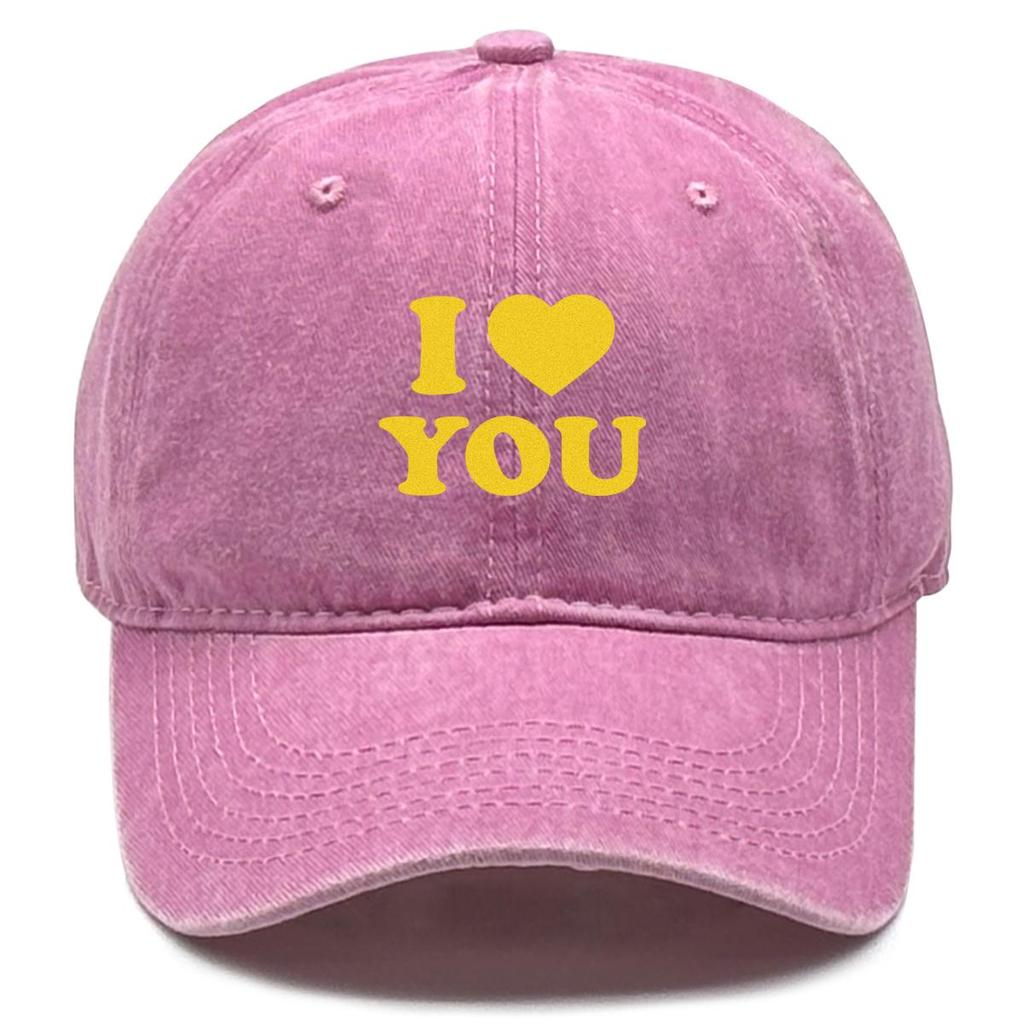 Golden "I LOVE YOU" Print Snapback Sun Hat, Valentine's Day Trucker Hat Hip Hop Curved Brim Sunshade Sun Visor Adjustable Baseball Cap