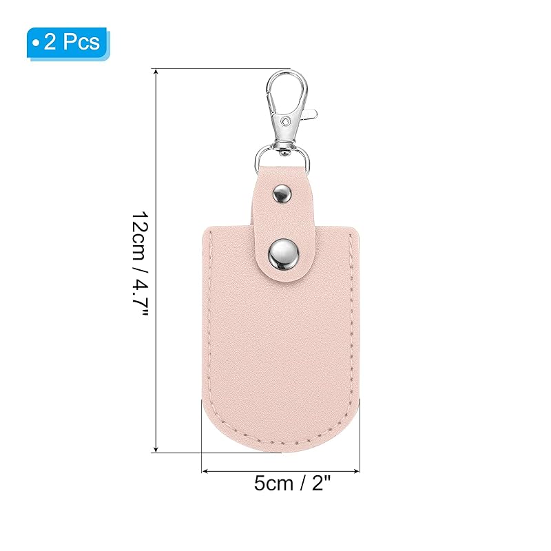 [PATIKIL] leather key fob leather keychain 2pcs keyrings DIY key chain holder home off for car key ID key card air tag pink