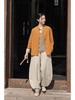 Young Women's Cotton-Linen Zen-Inspired Frog Button Cardigan for Eight Brocades Exercise